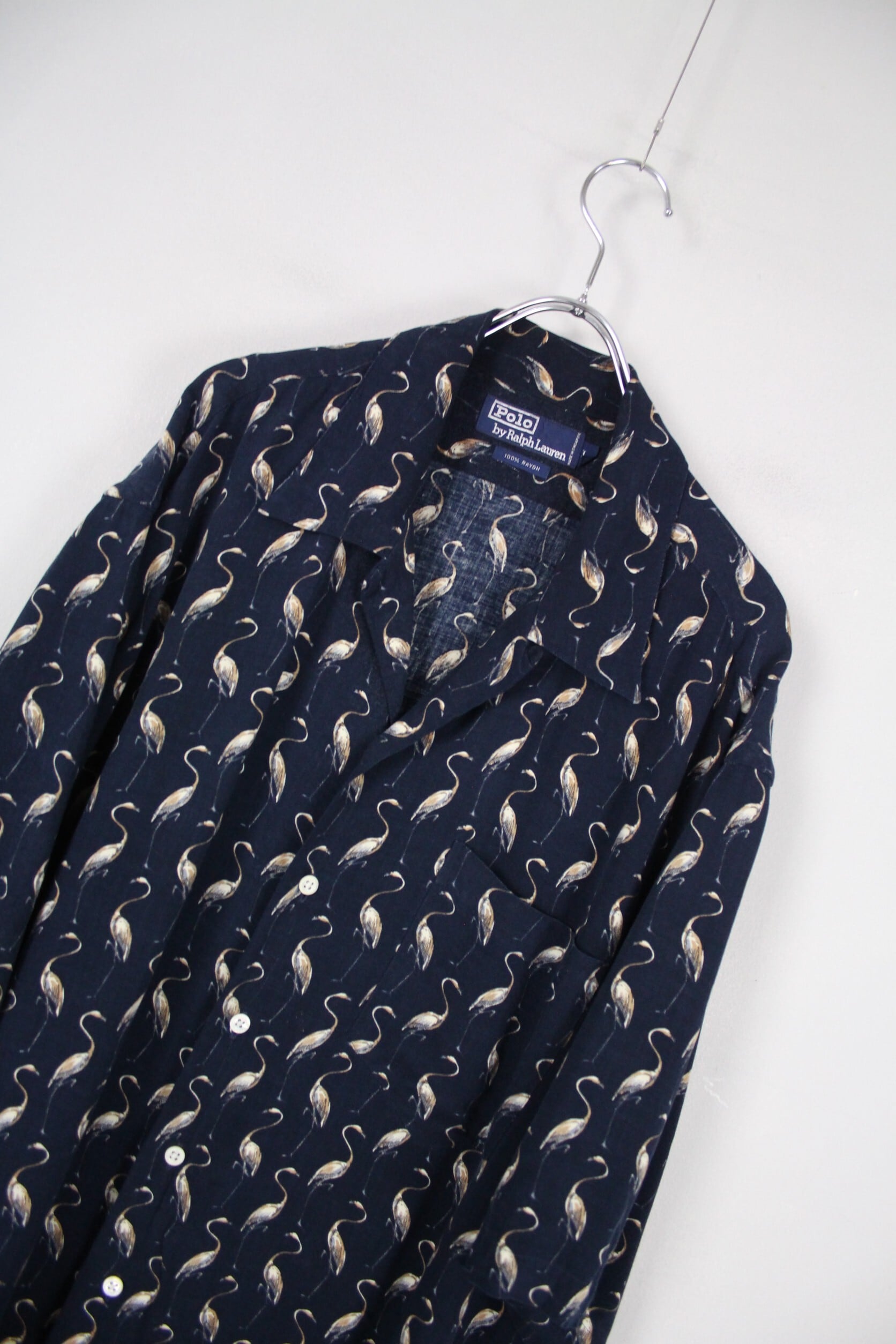 Polo by Ralph Lauren S/S 100%レーヨン フラミンゴ 総柄オープン