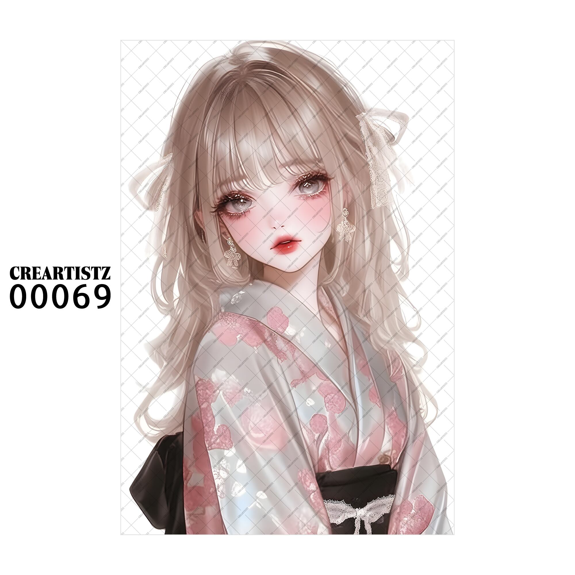 00069 ガール キュート オリジナル ペーパー/ステッカー 4枚セット CREARTISTZ