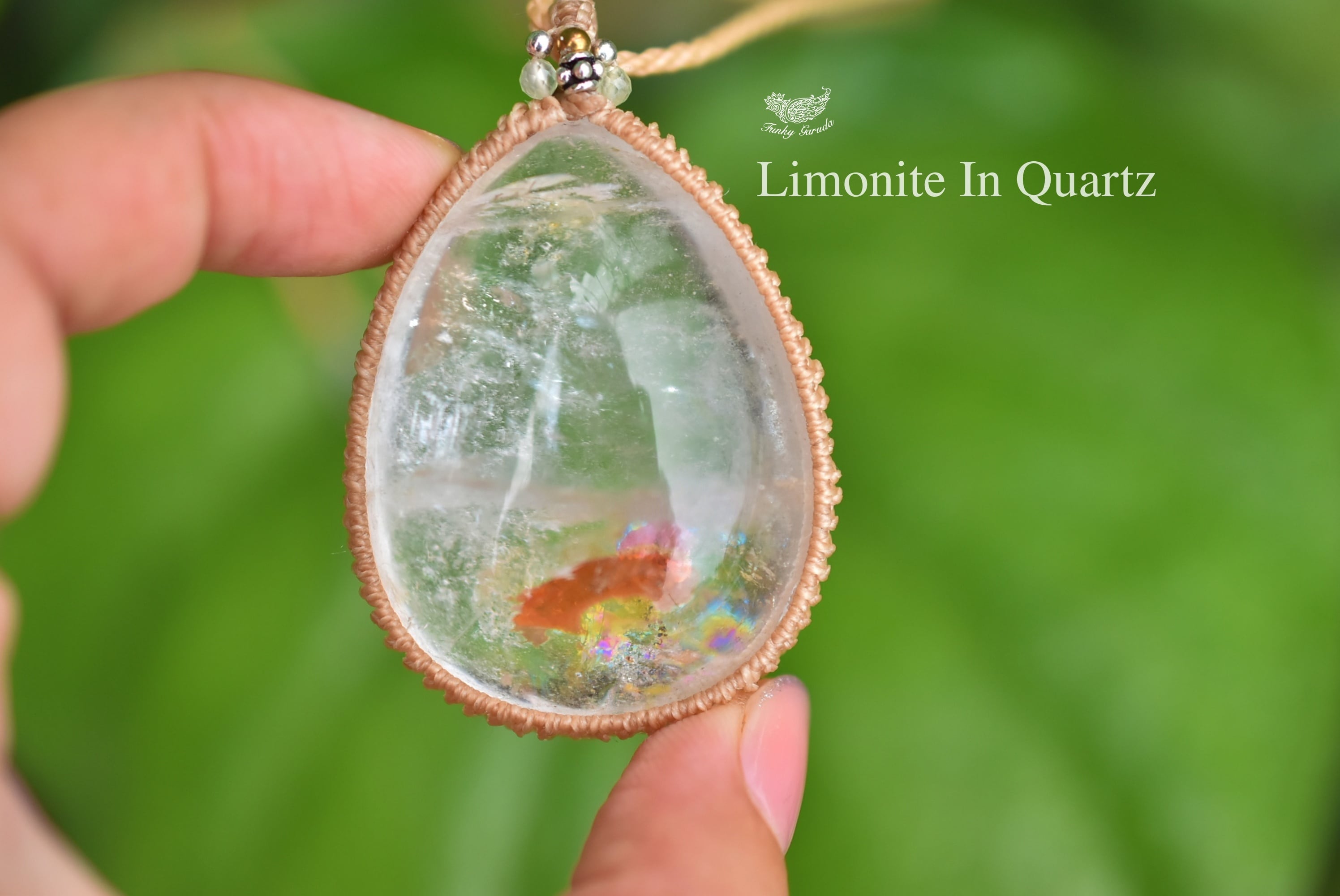 特大虹入り★ライモナイトインクォーツ マクラメネックレス1266