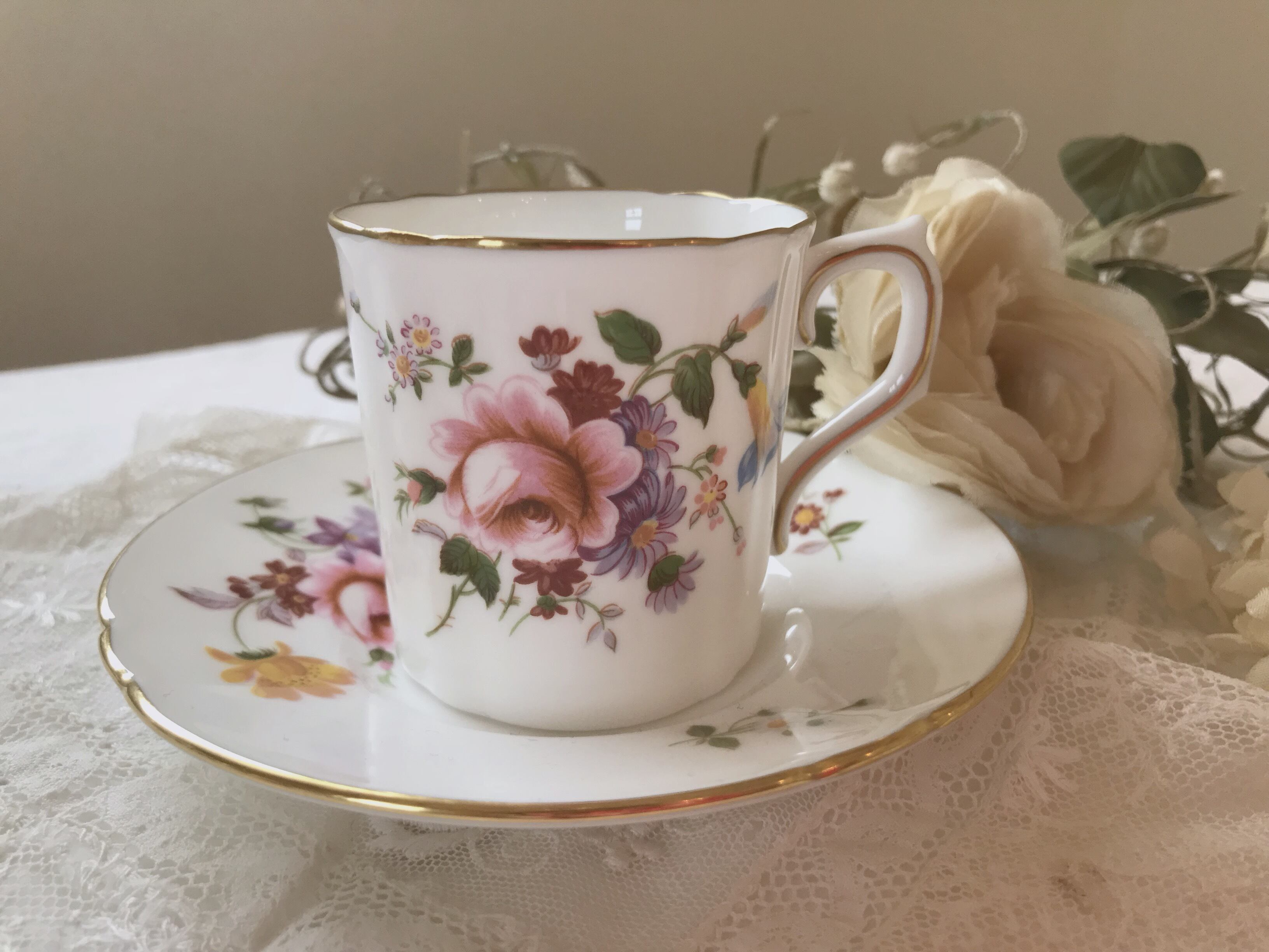 イギリス アンティーク ヴィンテージ タスカン カップ＆ソーサー 2客 プレート イギリスのタスカン カップ＆ソーサー | AntiqueRose