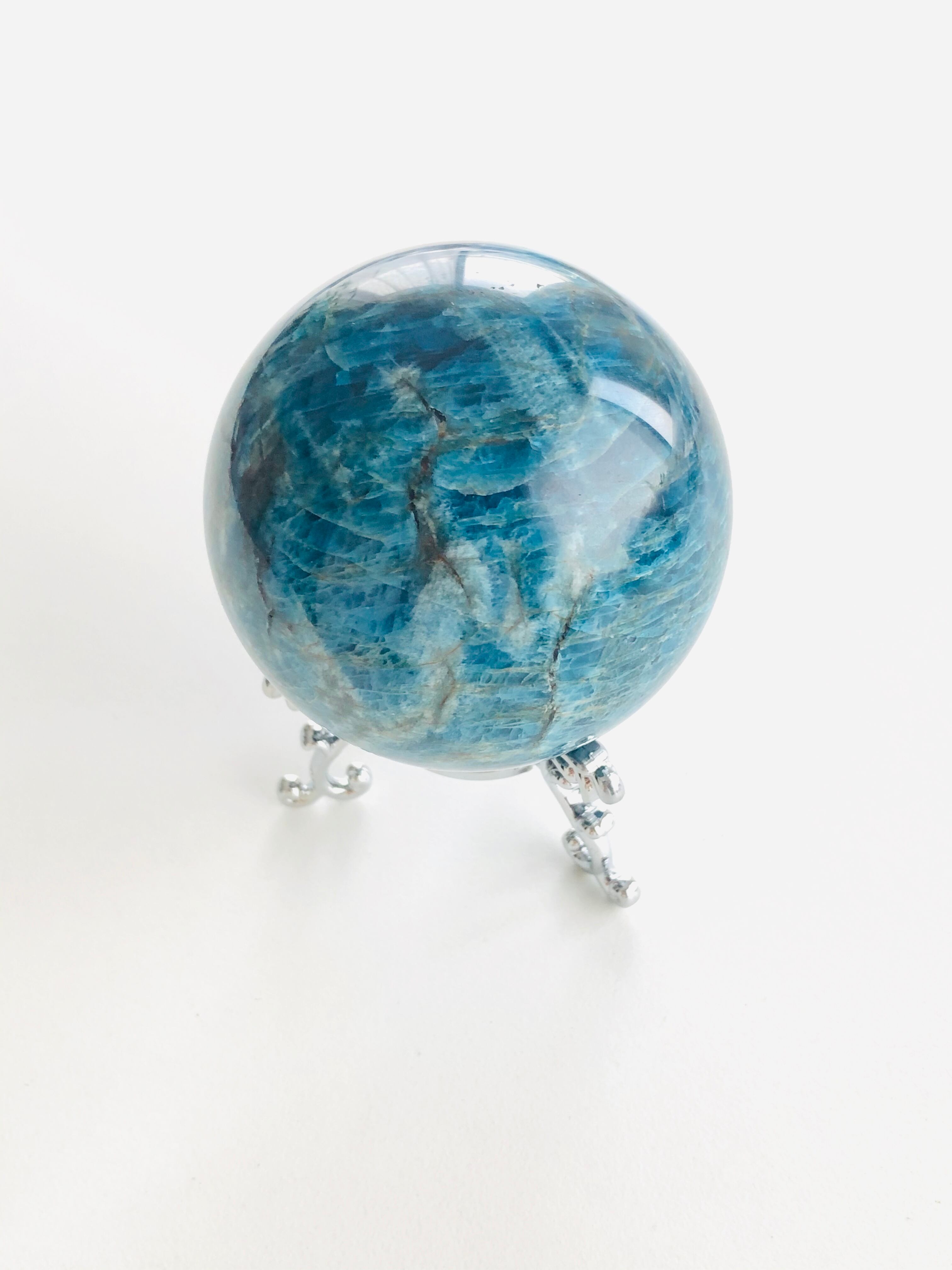 美しいブルー！アパタイト丸玉(63mm) 美しいブルー！アパタイト丸玉(63mm) | 虹色の星