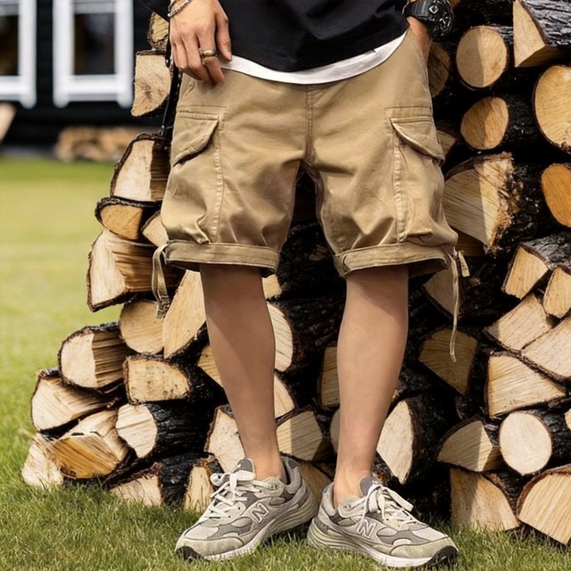 Big size あり！ パッチ カーゴ ハーフ丈 メンズ ショートパンツ 4 カラー H00097