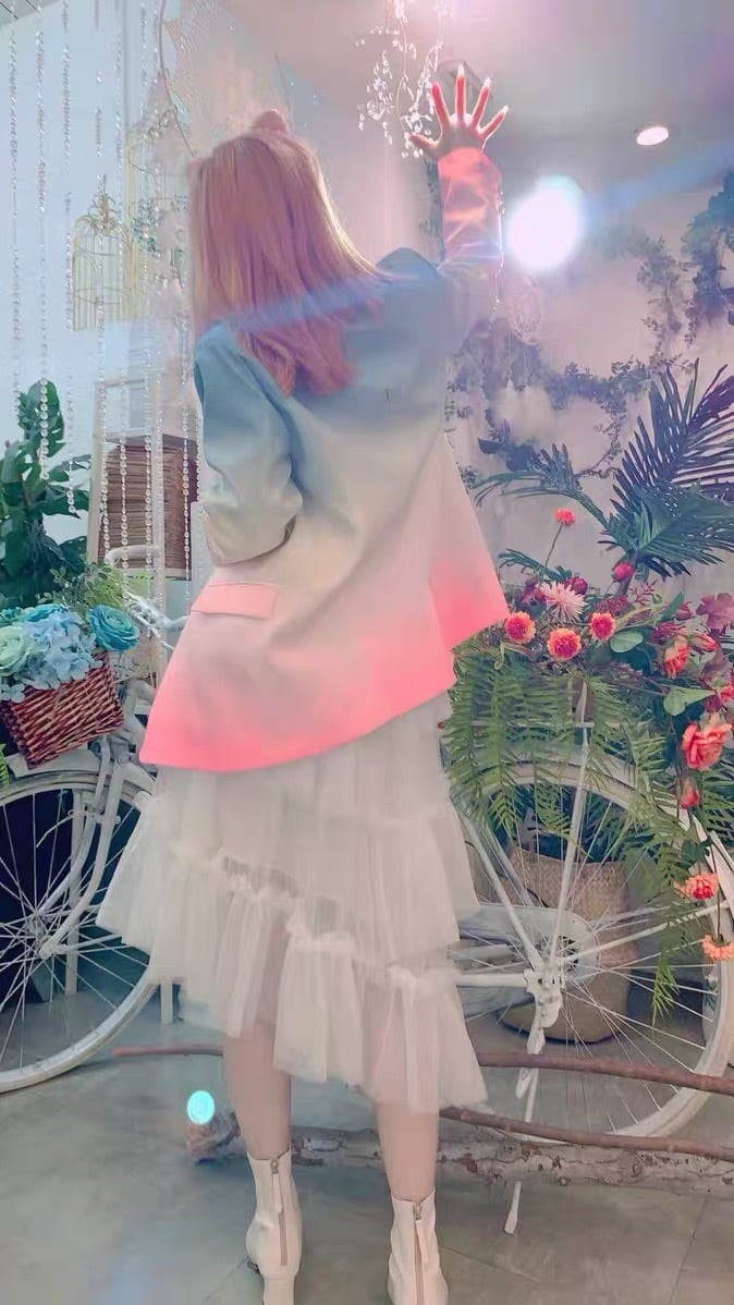 グラデーション ジャケット ピンク 水色 アウター | Pay ID