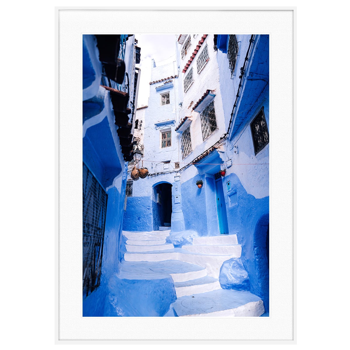 モロッコ写真 シャウエンの青い街並 インテリアアートポスター額装