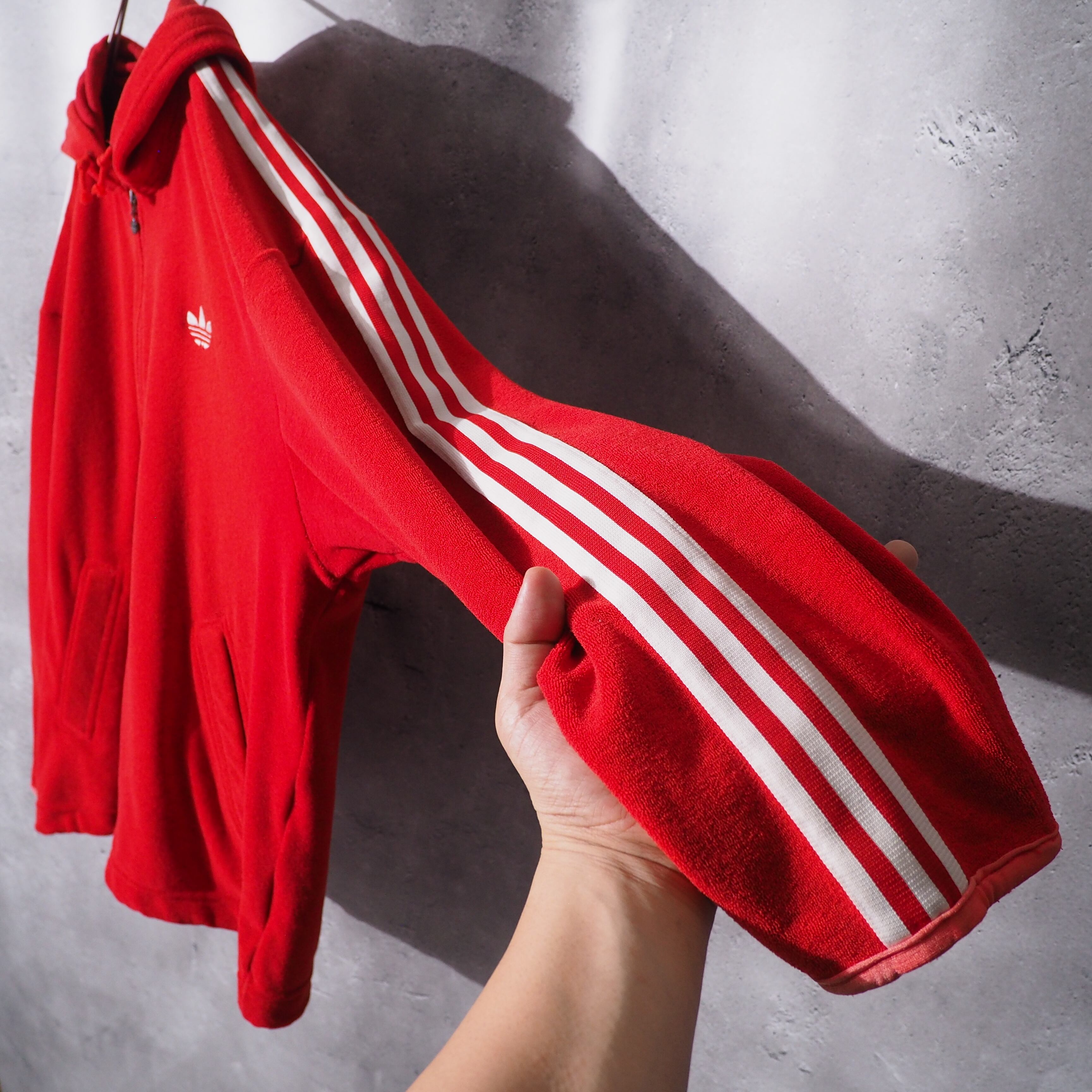 1980s " Old adidas " Pile Fabric vintage full zip Parker