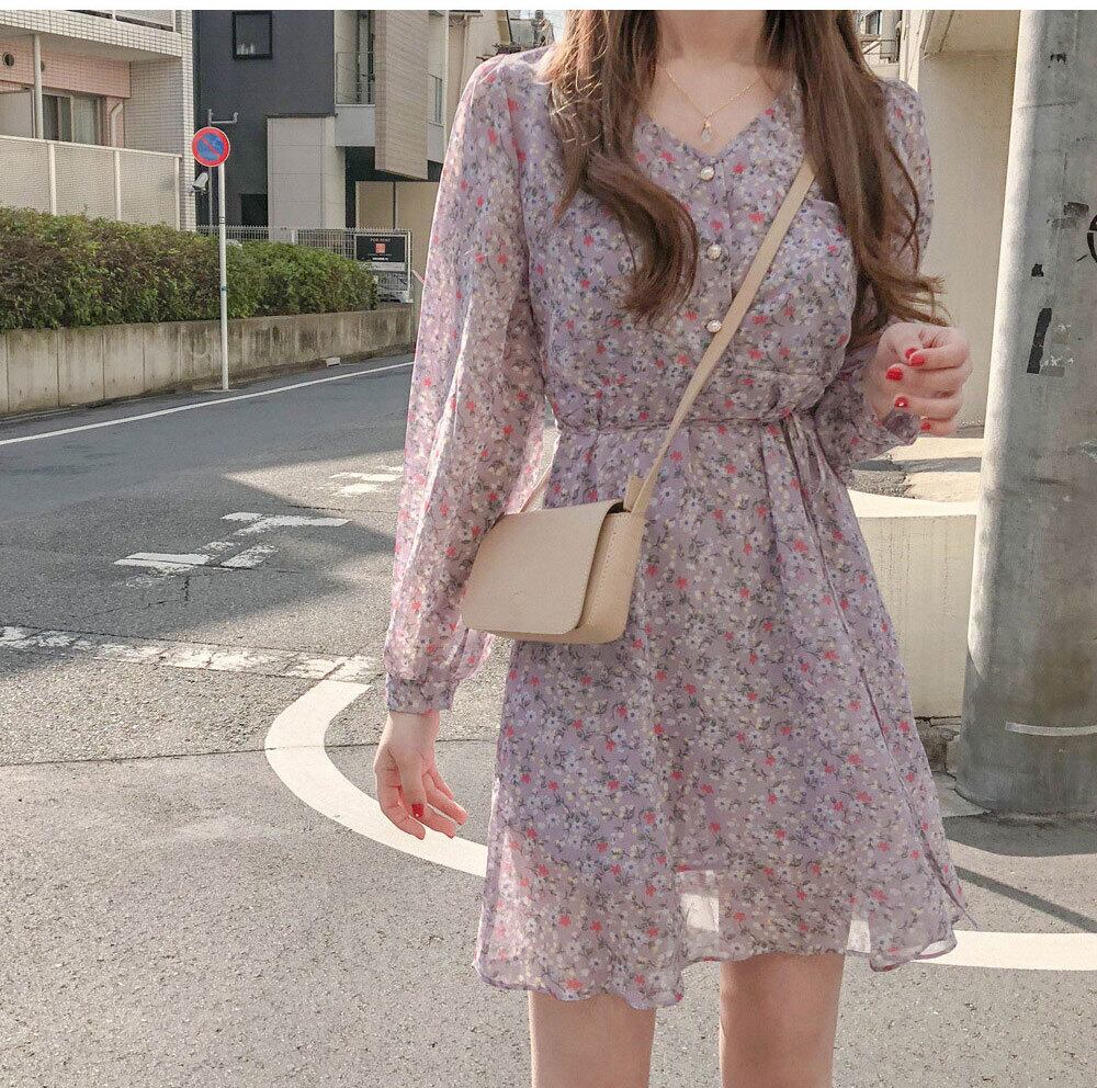 特売特典付 ワンピース 花柄 お出28 デート フレア ガーリー パープル ミニ丈 シフォン 特売特典付 ワンピース 花柄 お出28 デート フレア ガーリー パープル ミニ丈 シフォン