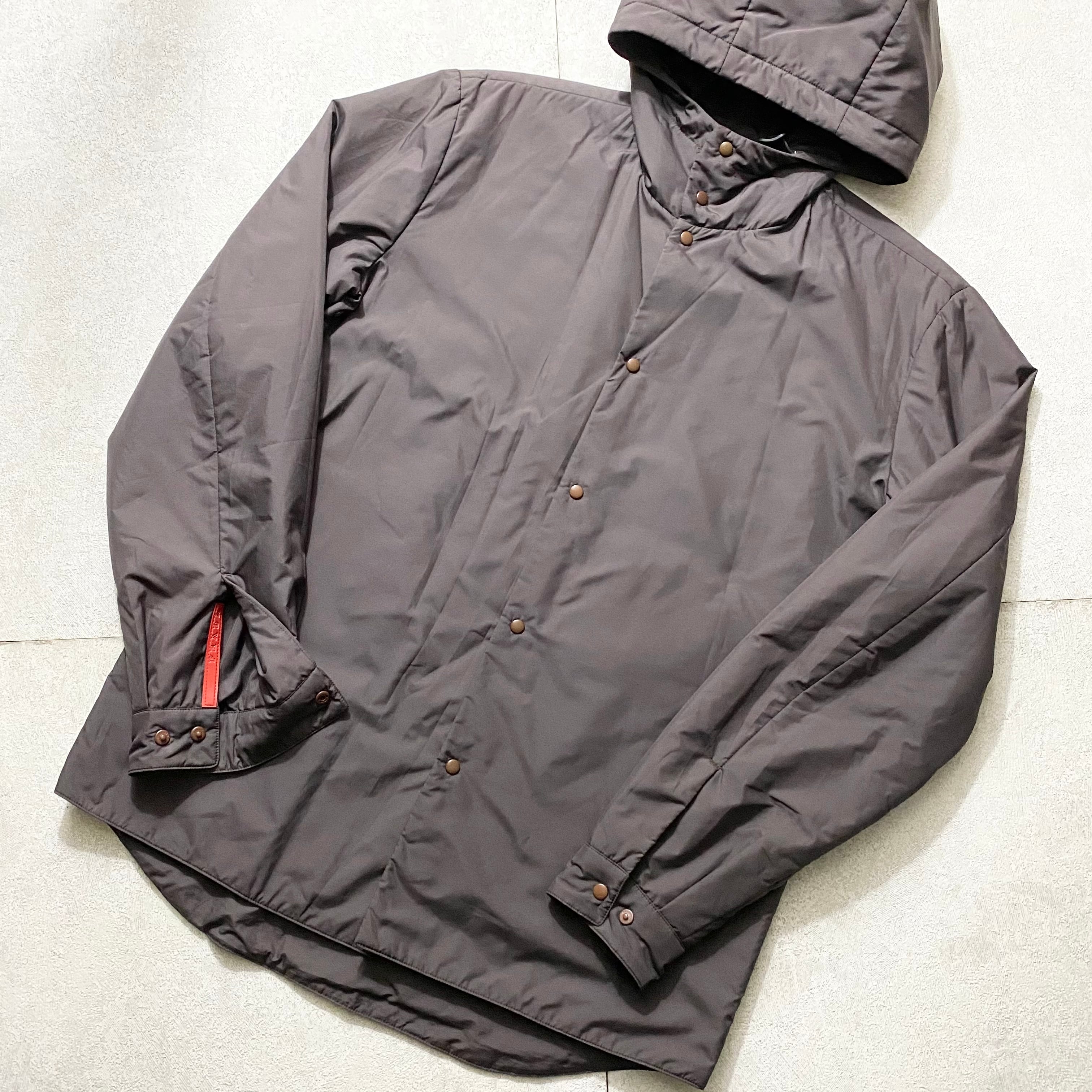 PRADA SPORT lightweight nylon padding hi-neck jacket with hoodie  