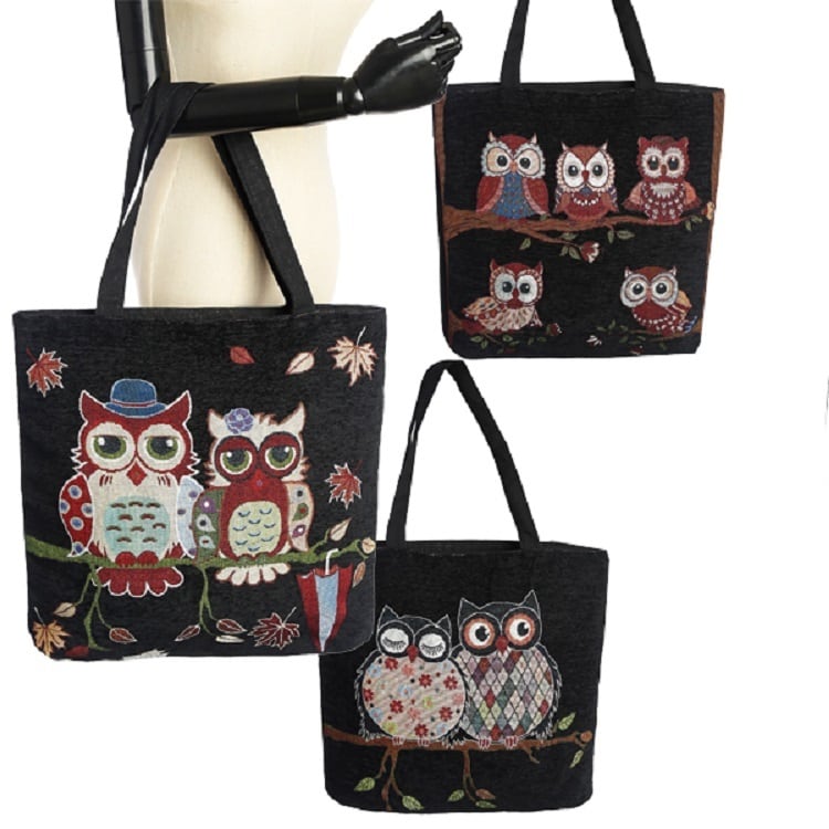 シェニール織り レディースバッグトートバッグ ファスナー付き