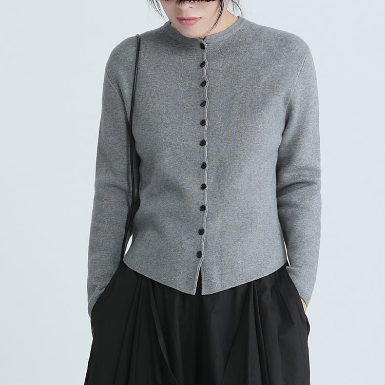 ボタンフロント 長袖 クロップド カーディガン ◆col