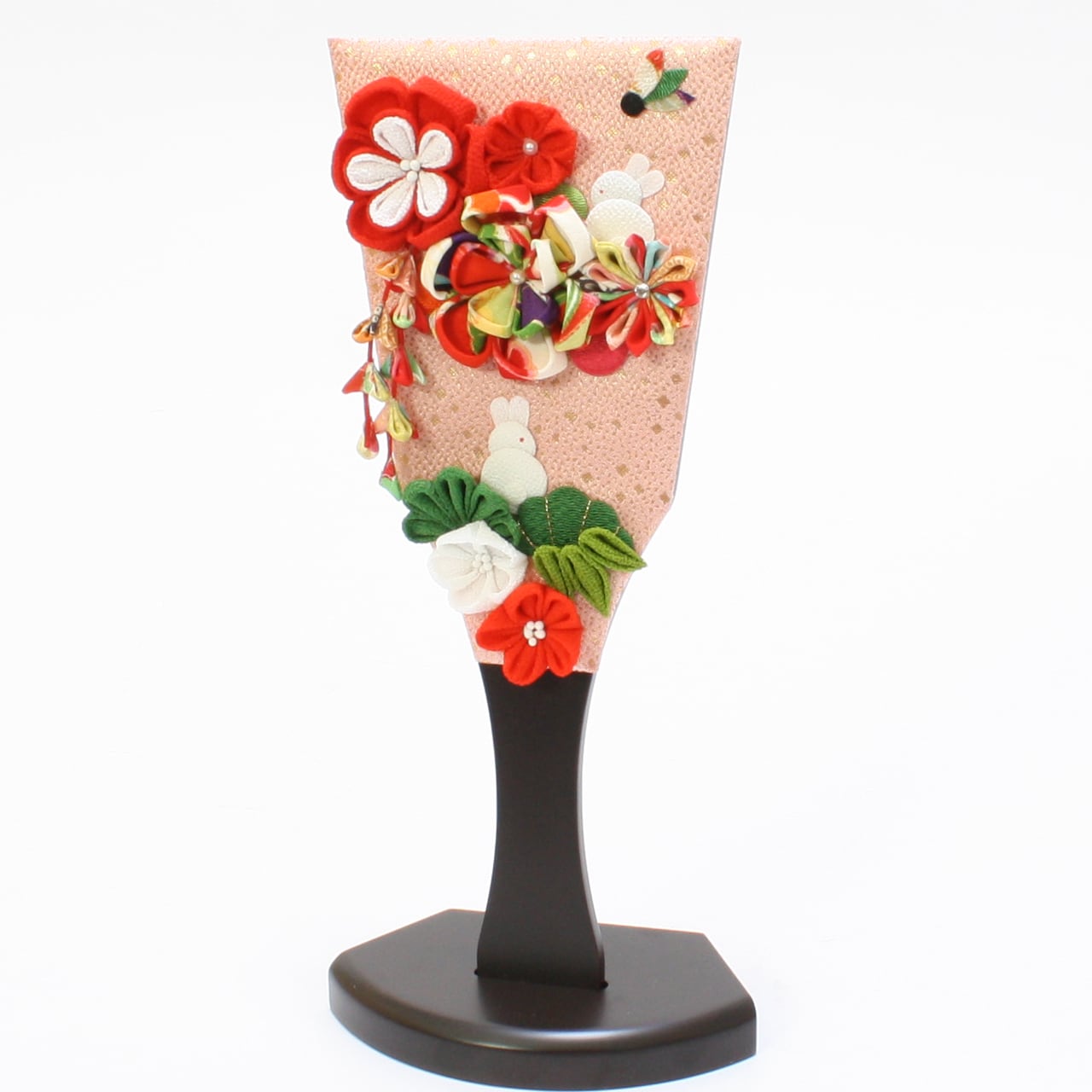 羽子板飾り《商品コード》10300-0006 姫羽子板 極上 つまみ細工 赤｜初