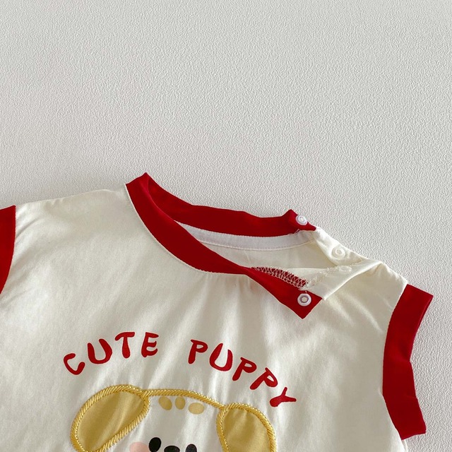 【BABY】キュートパピーノースリーブロンパース - 10