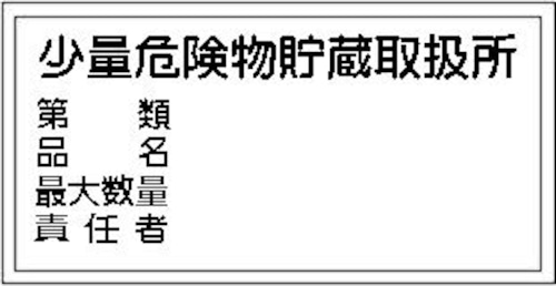 少量危険物貯蔵取扱所、第類、品名、最大数量、責任者　アルミ   AS344