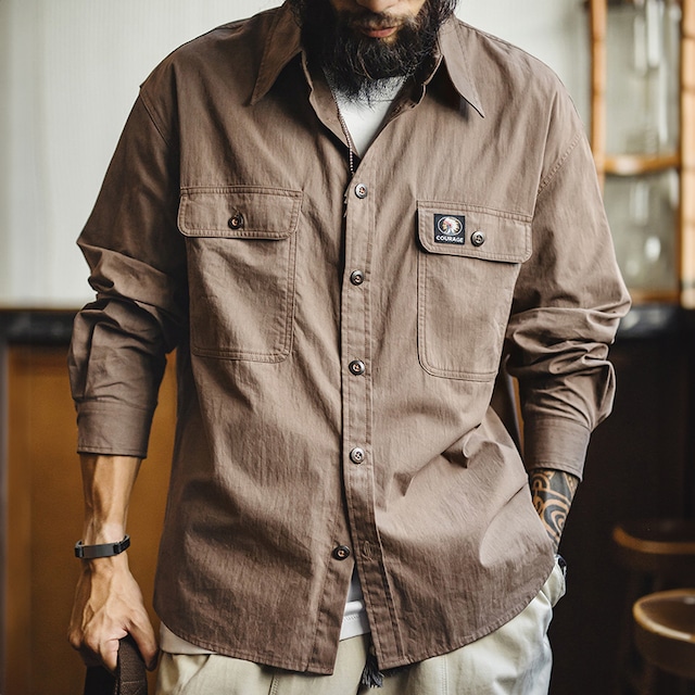 Native American Patch Design Work Shirt 00591