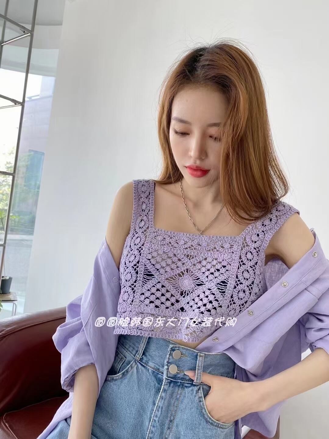 かぎ編みクロップドタンク　AJ3346-118