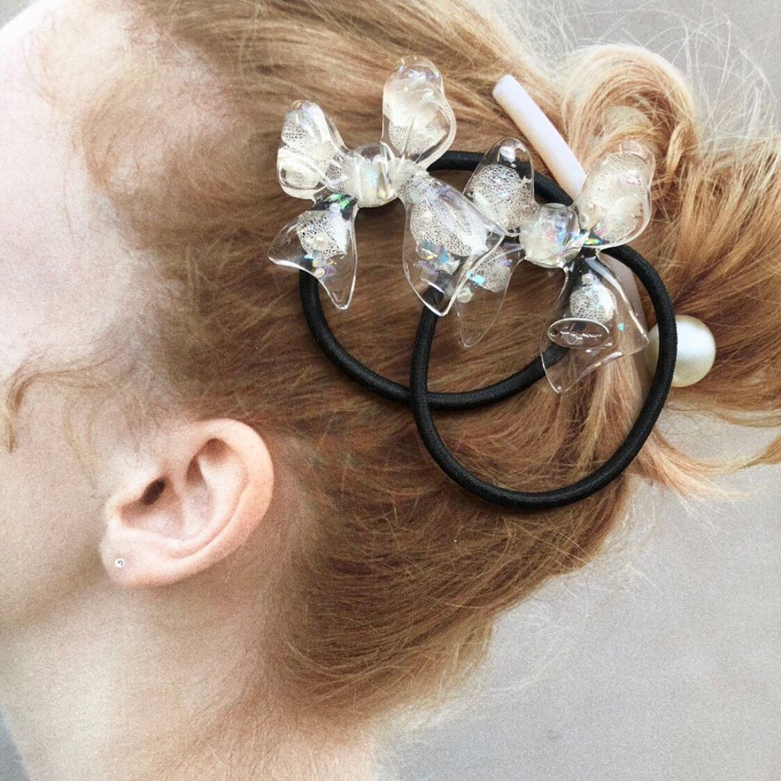 ハンドメイドシュシュM-4038♡渋ピンクジョーゼット♡インド刺繍リボン