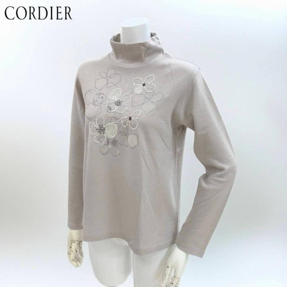 フラワー刺繍ハイネックプルオーバー 013-19358 cordier 日本製 ウール 