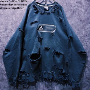 【doppio】vintage "adidas" LOGO embroidery boro custom  design sweat pullover