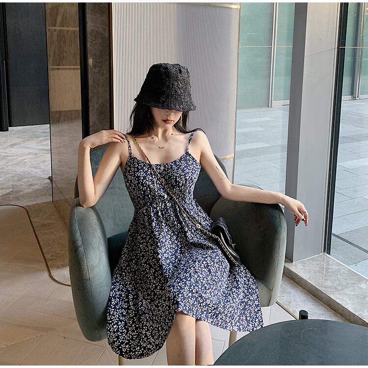 実用的 韓国ファッション キャミワンピ ワンピース 壊れた花 ジェントルスタイル 海辺のスカート