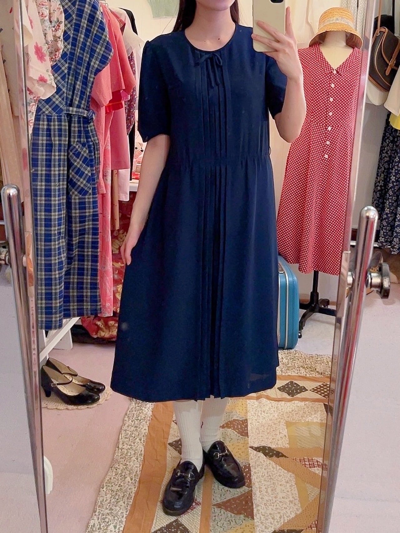 ribbon front pleats one-piece