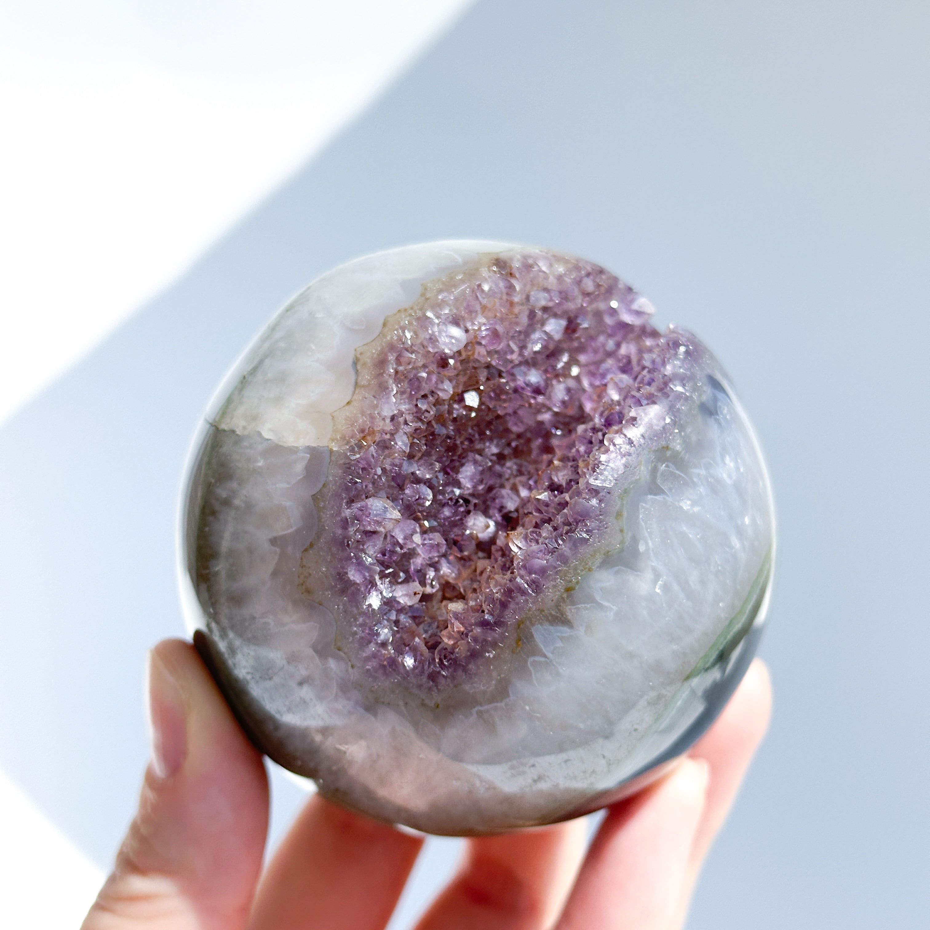 ウルグアイ産アゲート×アメジスト スフィア（丸玉）52◇Agate×Amethyst