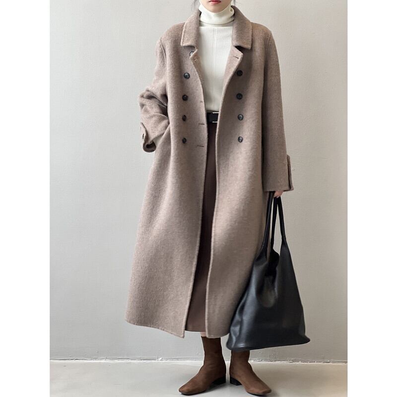 double breasted long coat m0478