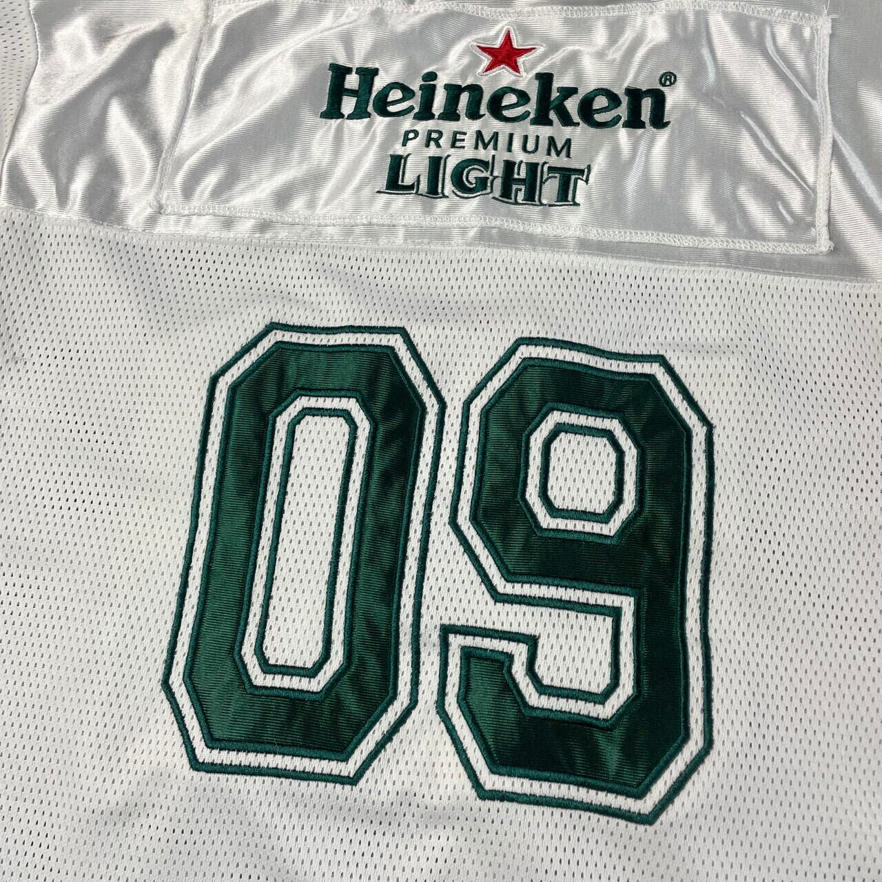ハイネケン ゲームシャツ ビール ロゴ 刺繍 ホワイト グリーン USA古着 ハイネケン ゲームシャツ ビール ロゴ 刺繍 ホワイト グリーン USA古着