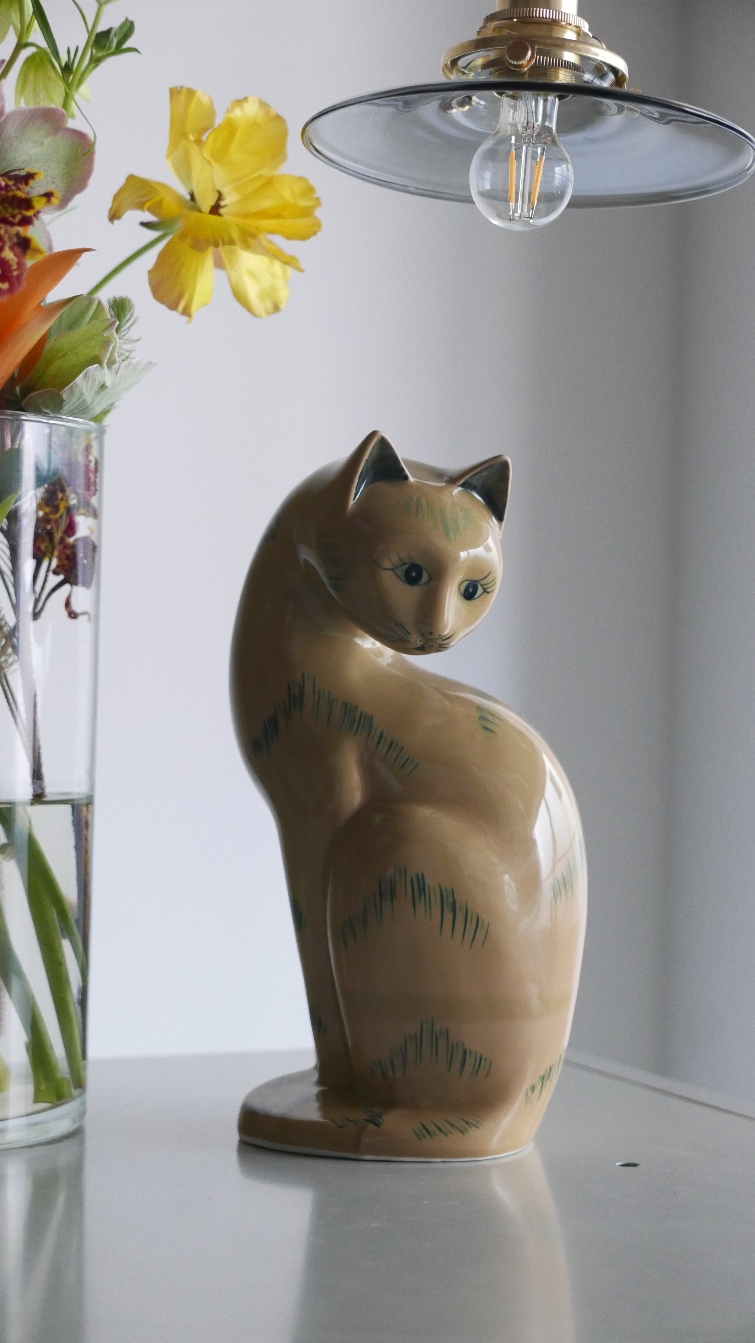 old pottery object " beautiful cat "