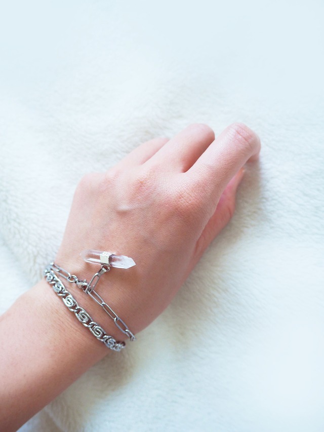 《シルバー横型水晶》ブレスレット17.5