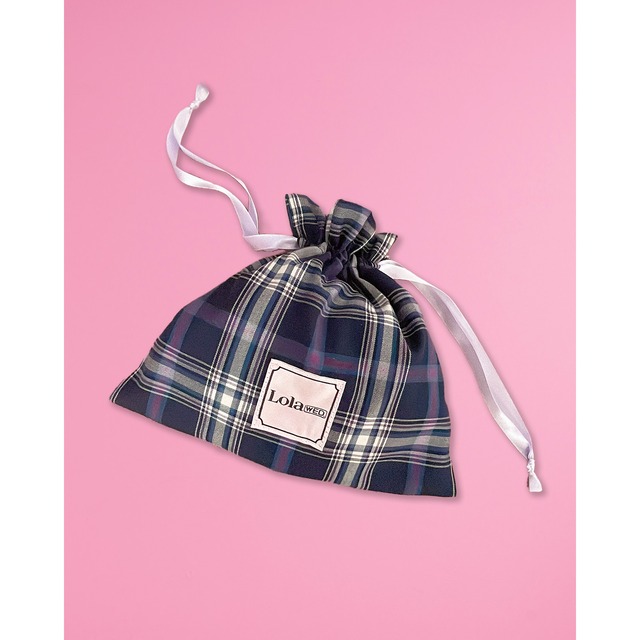 Plaid Drawstring Bag