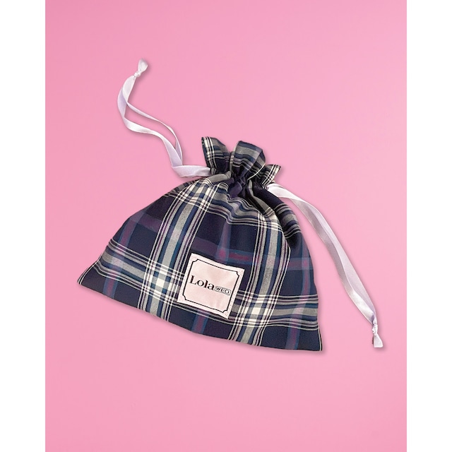 Plaid Drawstring Bag