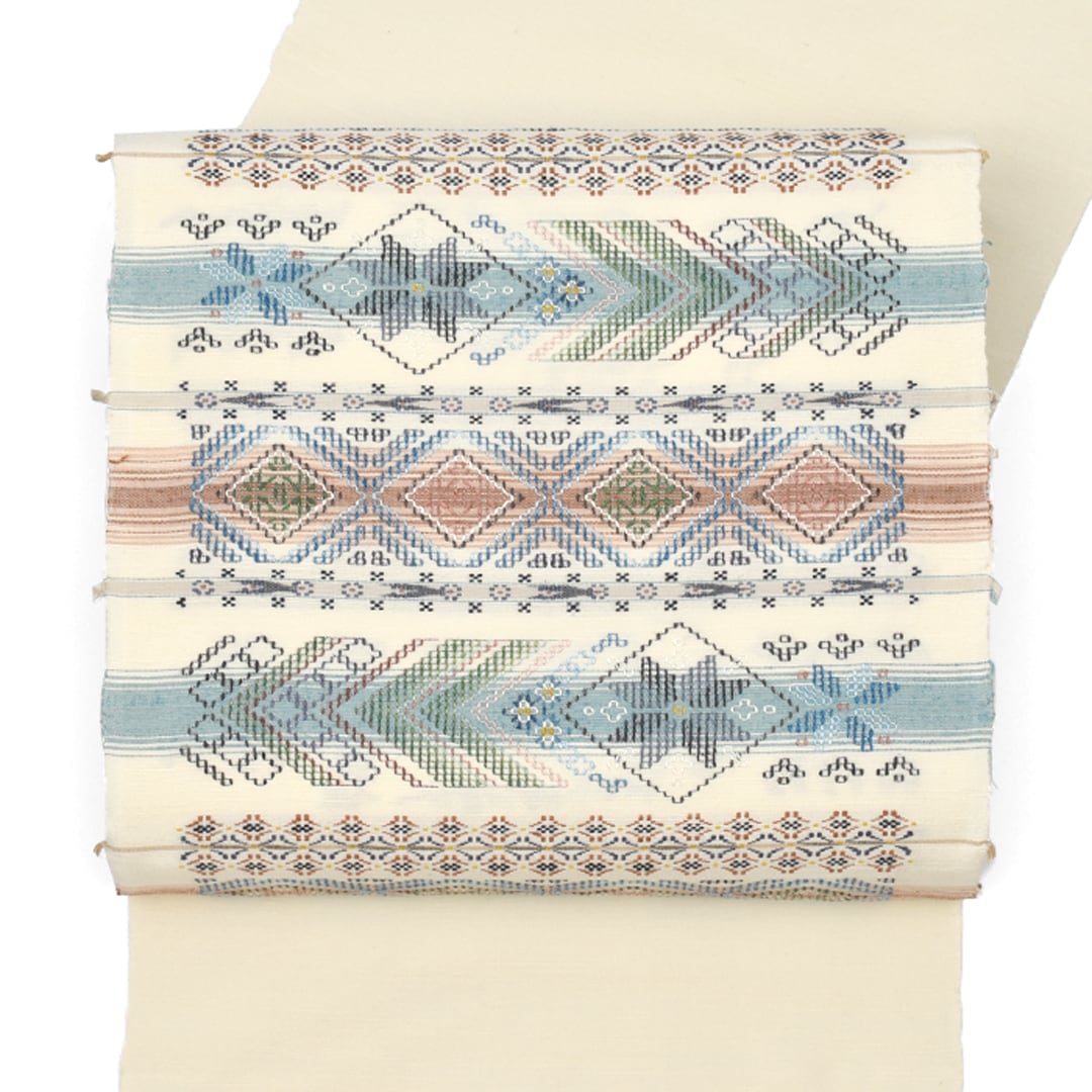 名古屋帯]本場琉球 読谷山花織 大城佐知子 作 香風花 手織り 本草木染