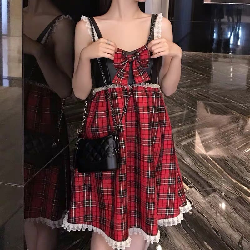 ベイビー　赤黒チェックワンピース　ロリータ ロリータ. 赤チェックワンピース