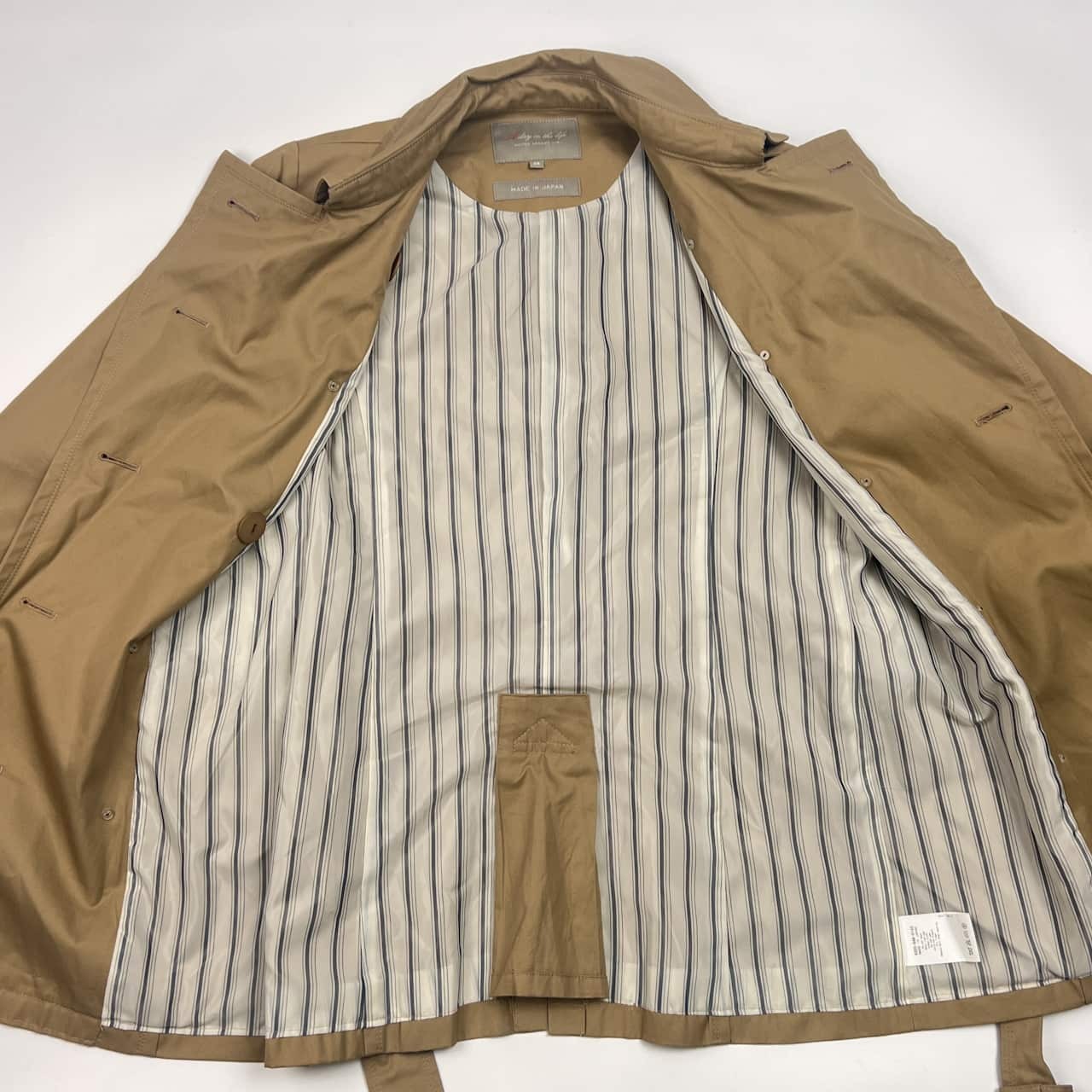 UNITED ARROWS A DAY IN THE LIFE ユナイテッドアローズ 裏ストライプ ベルト付き トレンチコート 38/ベージュ レディース