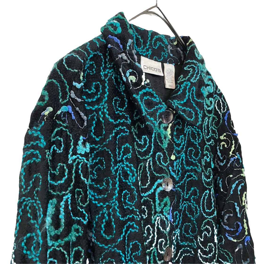 VINTAGE wave stitch design embroidery blouson』USED 古着 