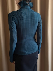 ISSEY MIYAKE dark green design tops-5138-2