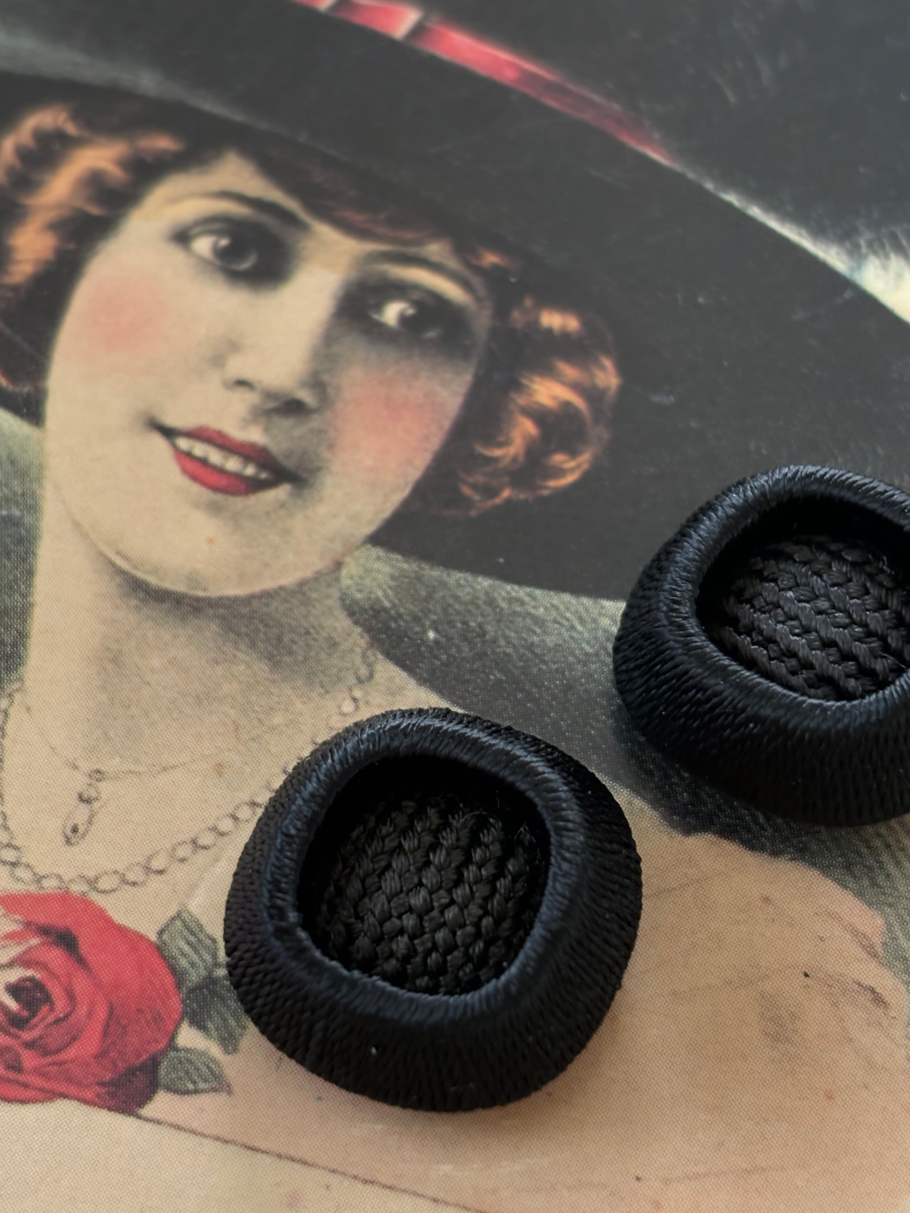 20mm Japanese Vintage ボタン コードボタン ブラック デッドストック レトロボタン アクセサリーパーツ 装飾材 カルトナージュ