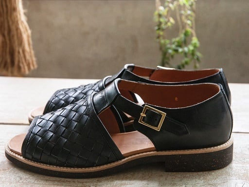 ダッパーズ dapper's レザーサンダル Dapper's(ダッパーズ) ～Classical Horsehide Mesh Sandals BLACK