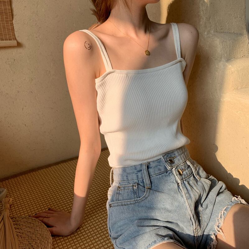 ニットサマートップス ノースリーブ 夏物 ピュア 試着室78738288567