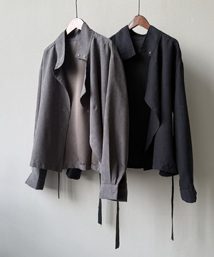 アシンメトリードレープシャツジャケット A0637