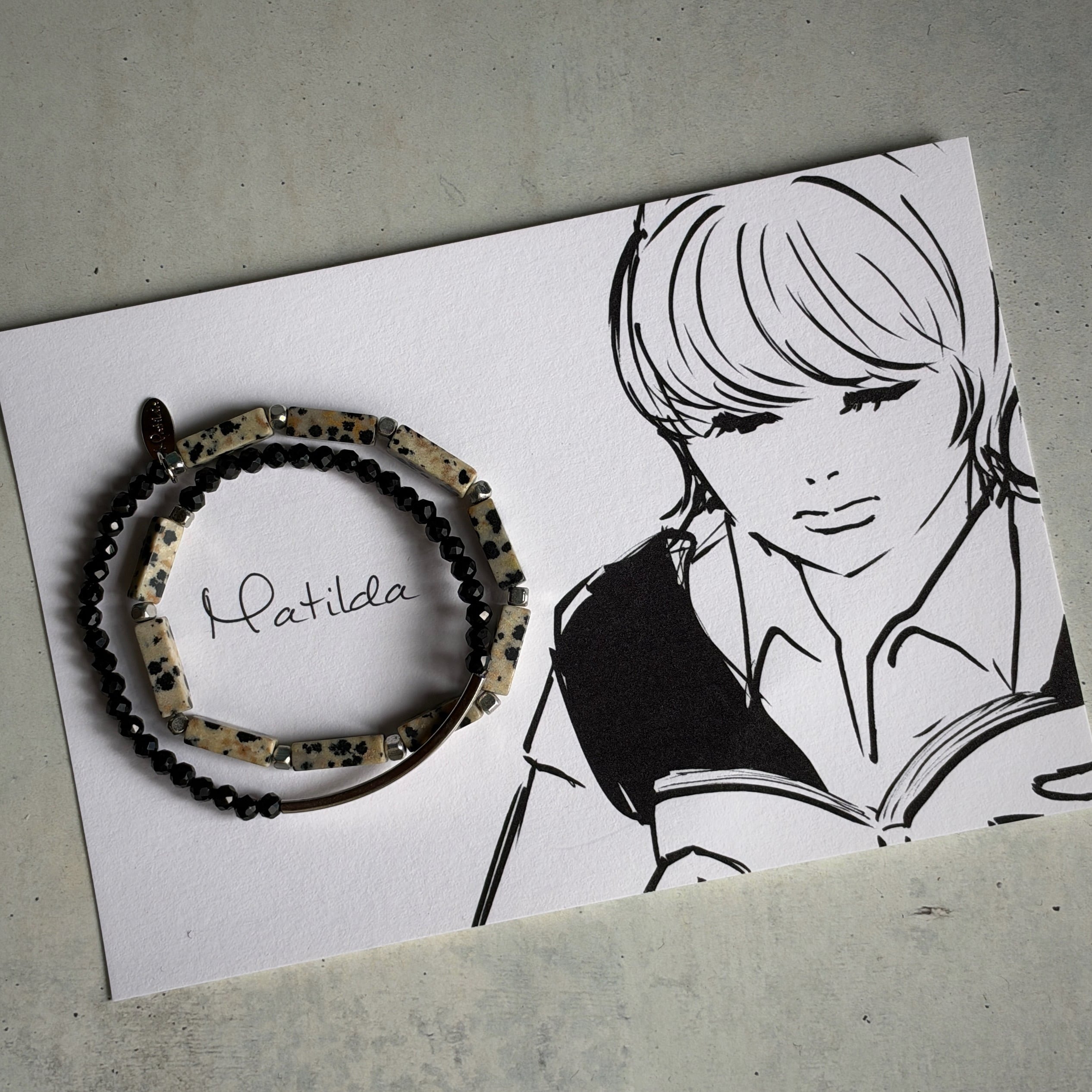 layered bracelet(ダルメシアンジャスパー×オニキス)