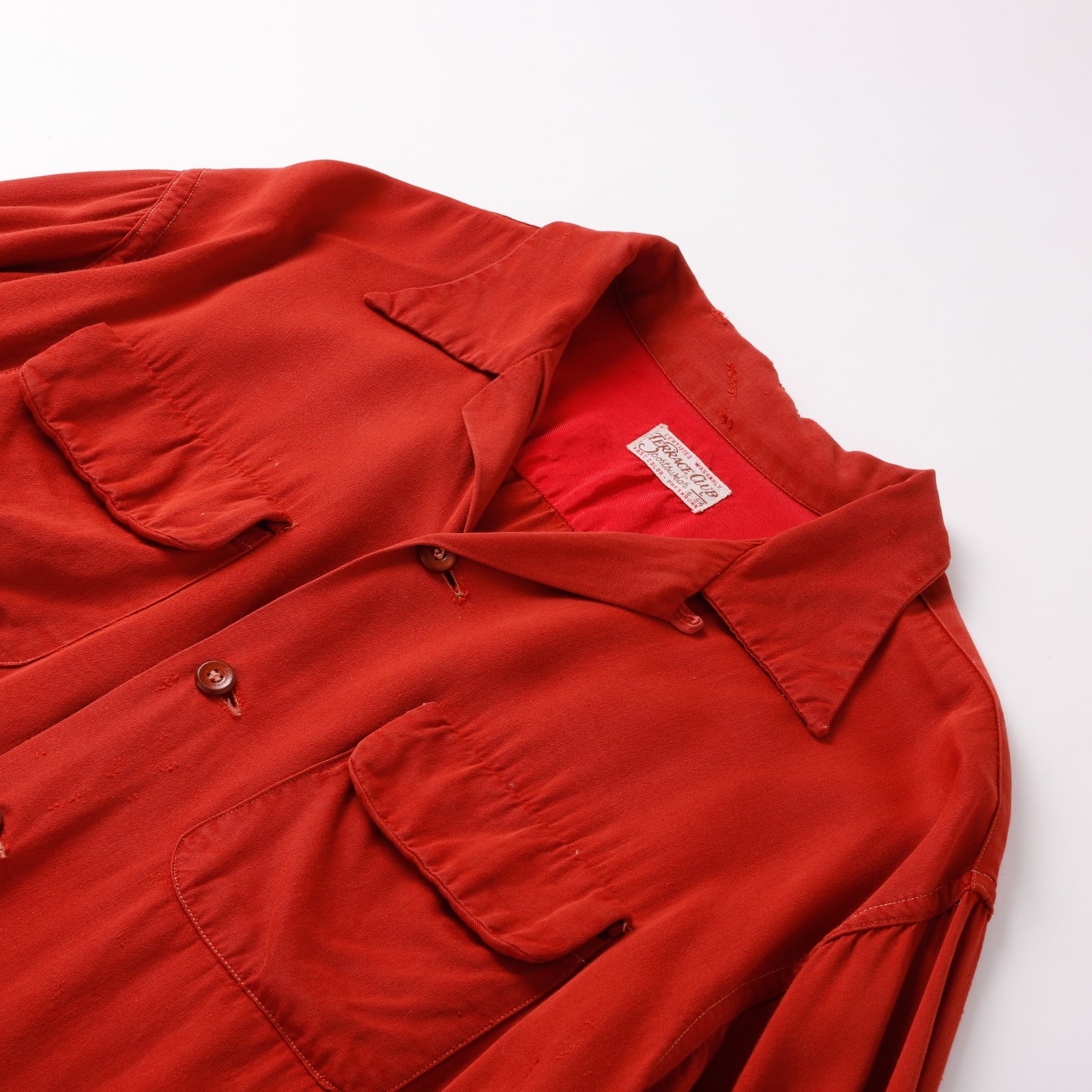 美品】50s special Vintage rayon shirt red mint condition made in