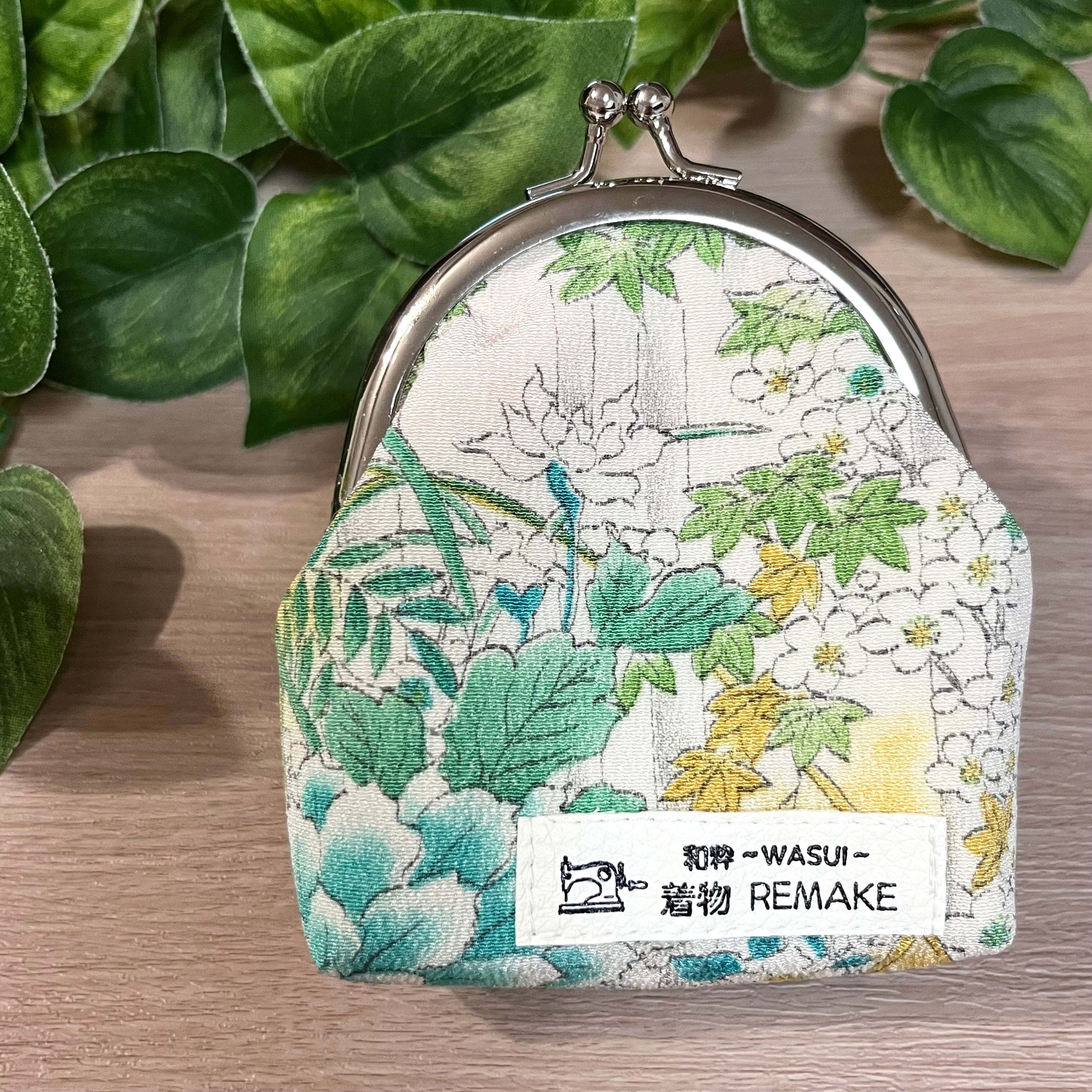 がま口 着物リメイク ハンドメイド 和雑貨 小物入れ 丸型金具 02 | 和