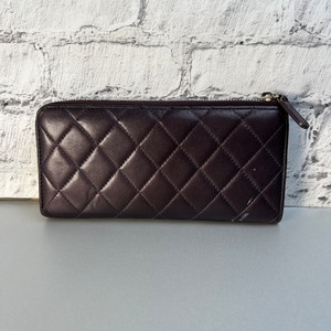 CHANEL シャネル ココマーク  ラムスキン 長財布 パープル A-9521