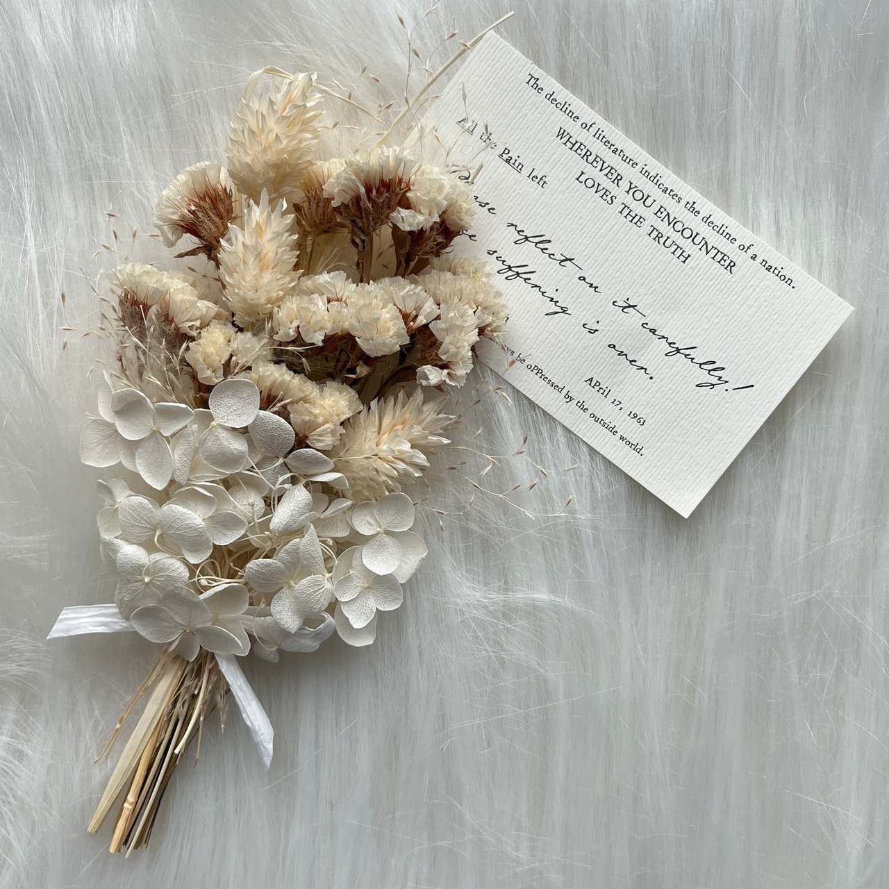 【1個】24時間限定販売♪即納ドライブーケ ホワイトアジサイ×アイボリー