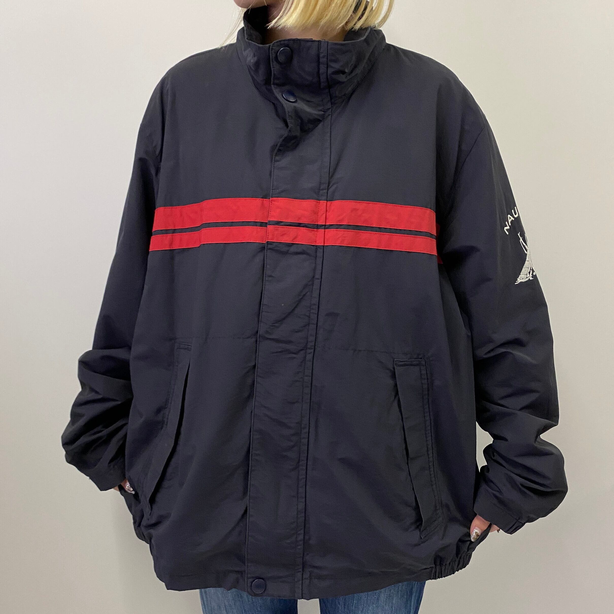 NAUTICA ノーティカ 袖刺繍 ライン ハイネック コットン×ナイロン
