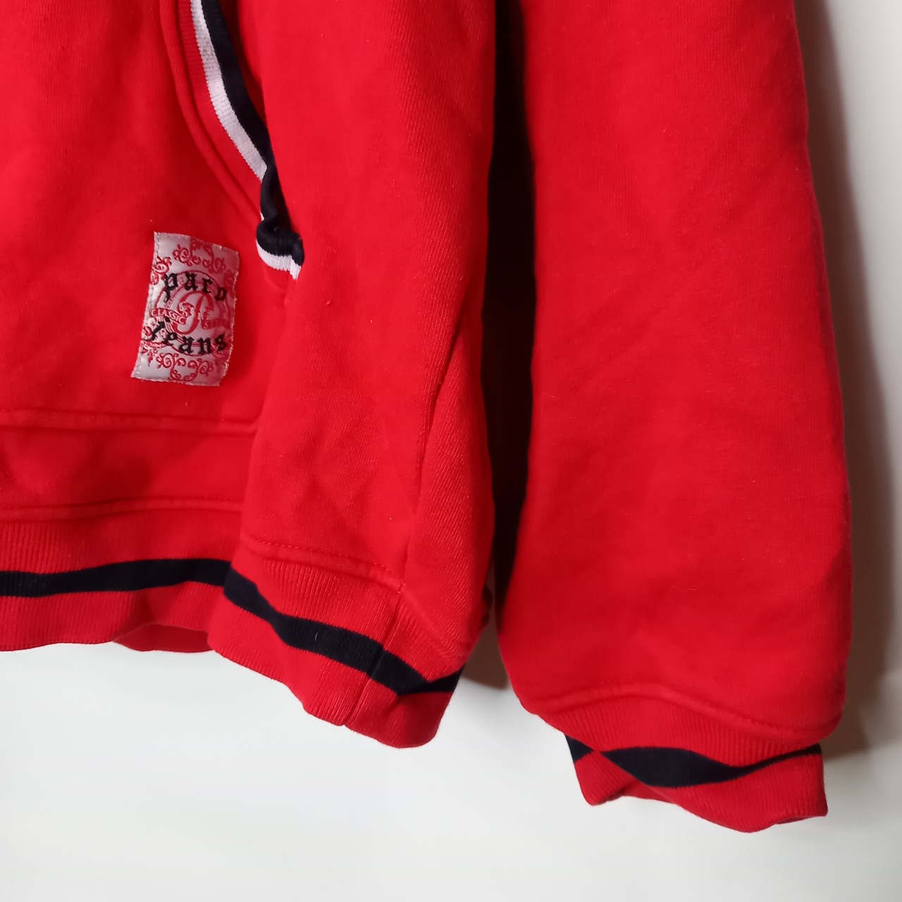 paco jeans　スウェット　フルジップ　パーカー　刺繍　レッド　M