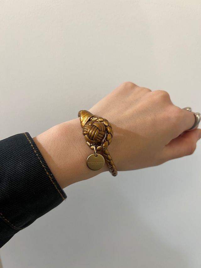 BOTTEGA VENETA/vintage leather gold bracelet.
