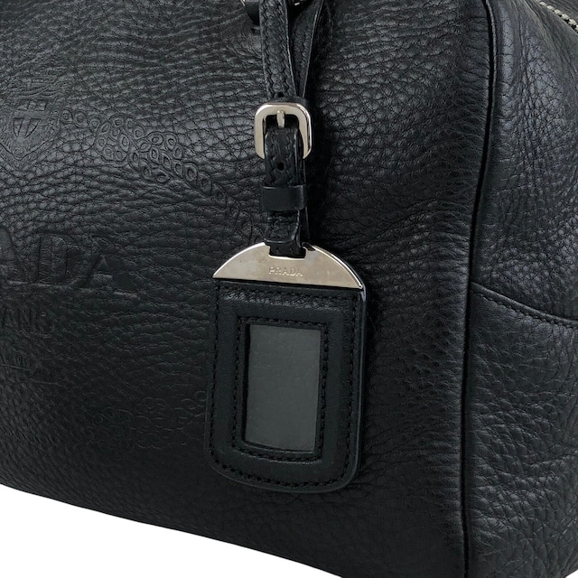 PRADA プラダ ハンドバッグ ブラック ロゴ レザー ミニボストン vintage ヴィンテージ オールド ydeszs