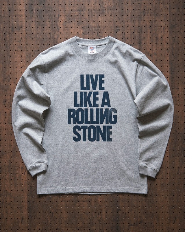 "live like a rolling stone" long sleeve tee in heather gray（受注生産）