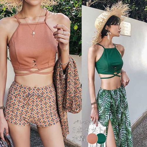 2025新作水着 レディース水着 可愛いビキニ 水着 レディース 体型カバー タンキニ 3点セット ビキニ セクシー 海外 リゾート 水着